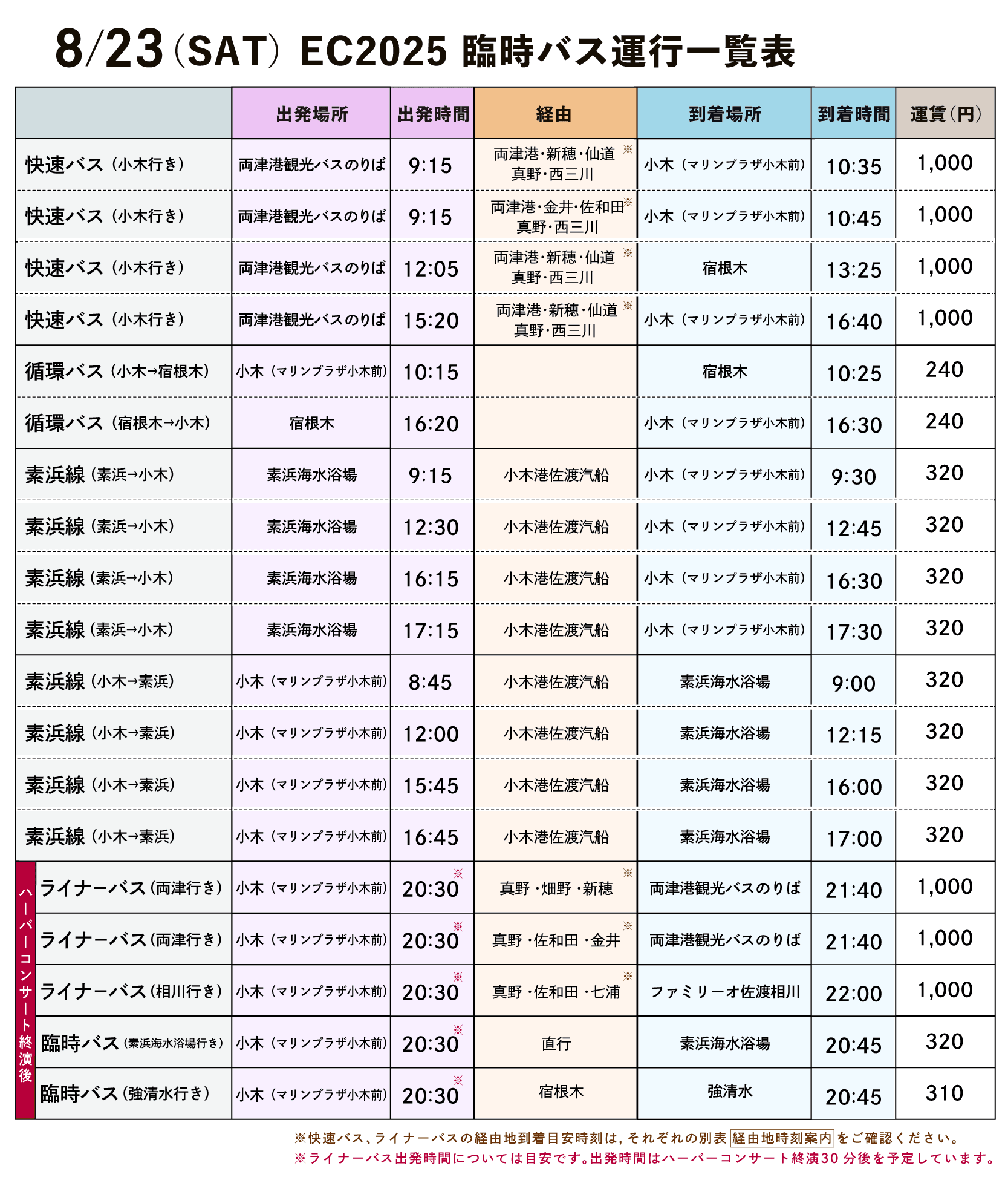 8/23_EC2025_臨時バス運行表