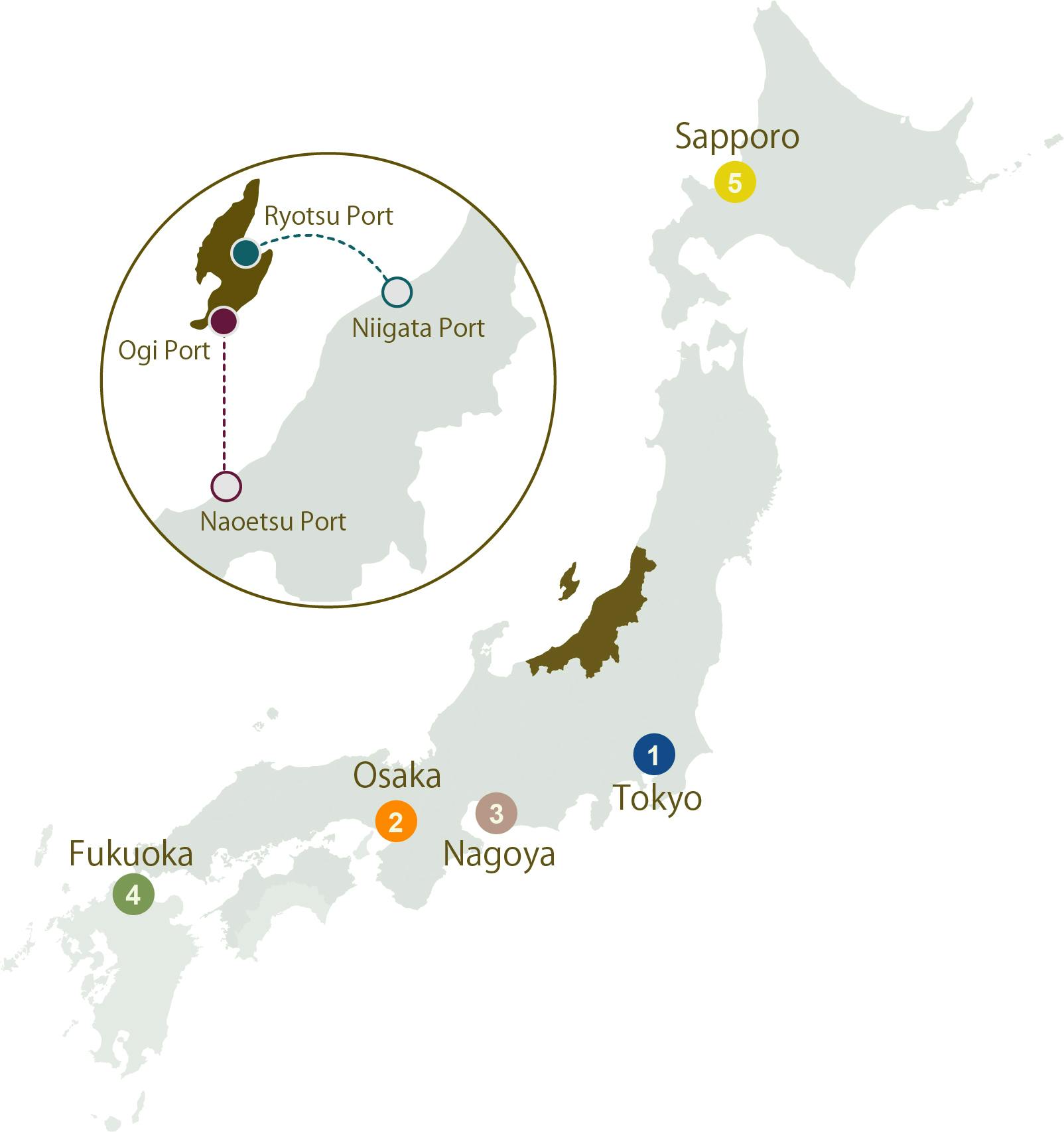 Getting to Sado Island from 5 Major Cities in Japan