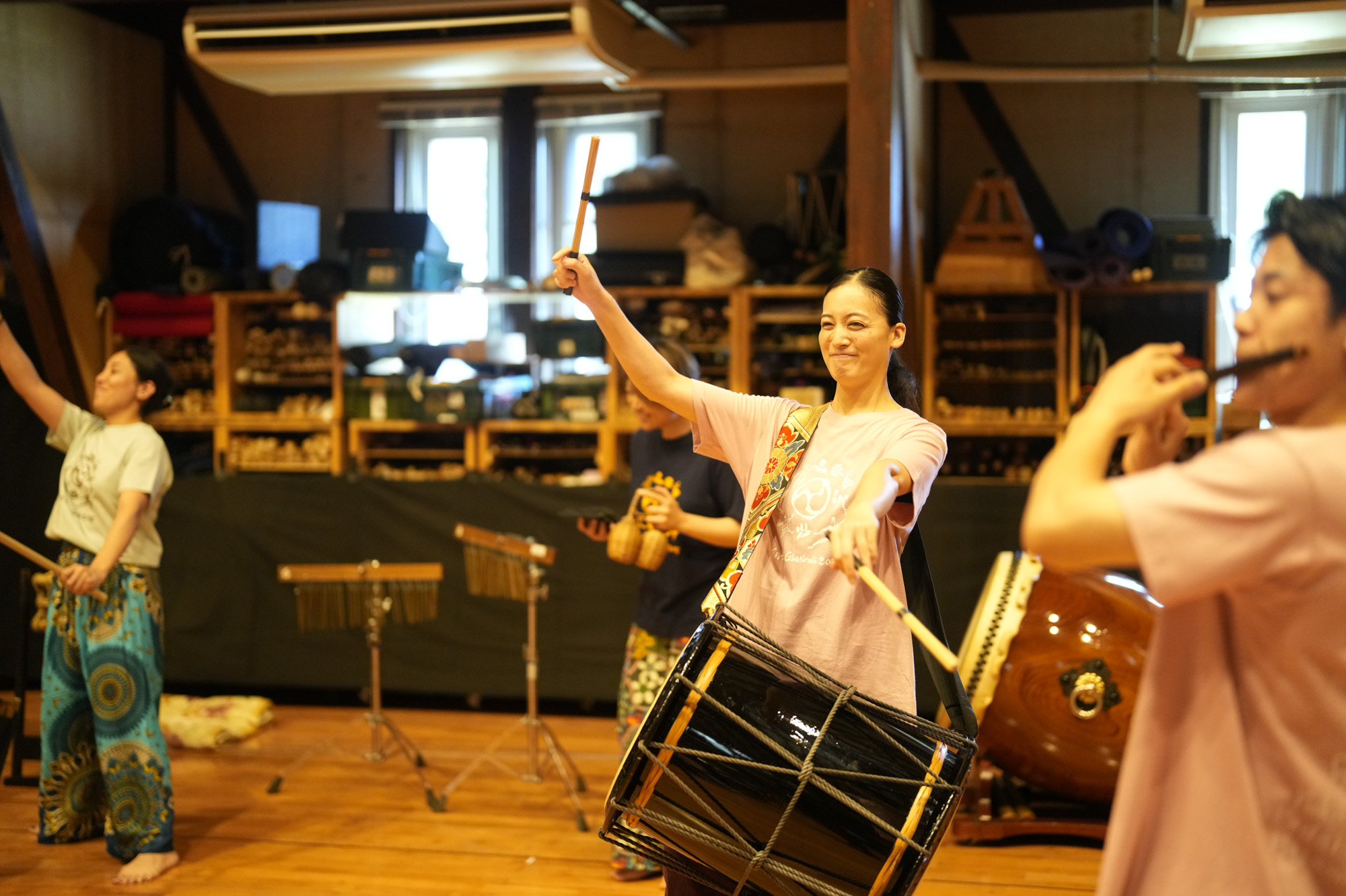 Kodo performance and playing the taiko